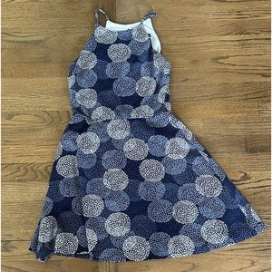 Aqua brand blue dress with white and grey details